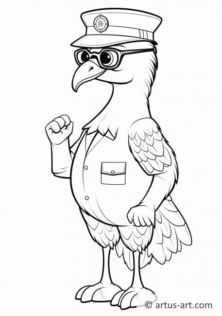 Flamingo Police Officer Coloring Page